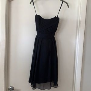 Strapless navy blue dress